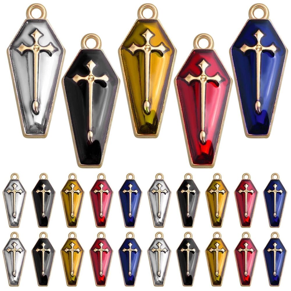 4520 30pcs KC Golden Plated Enamel Halloween Cross Charms Alloy Halloween